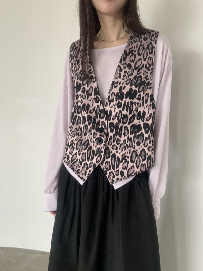 LE AVE韓國直郵實拍女裝新款熱賣時尚26春夏休閑馬甲豹紋LE AVE馬甲