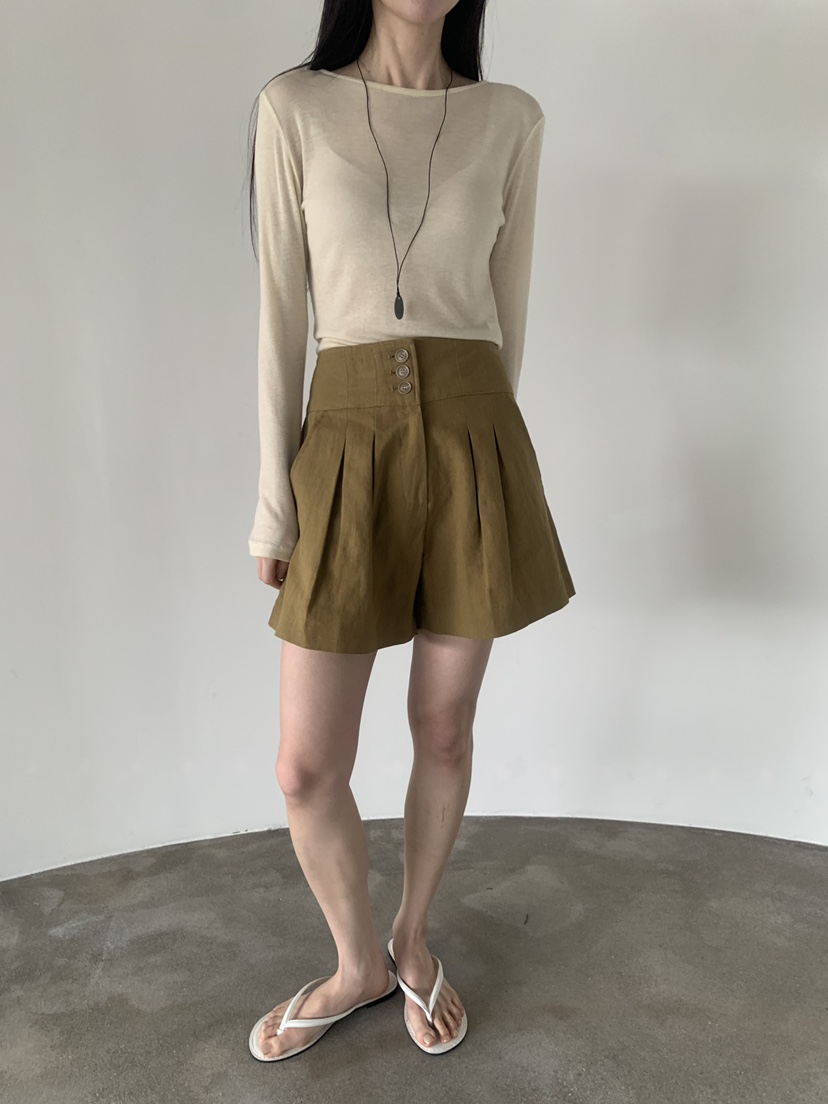 LE AVE韓國東大門代購女士新品職業26春夏熱賣休閑短褲亞麻LE AVE短褲