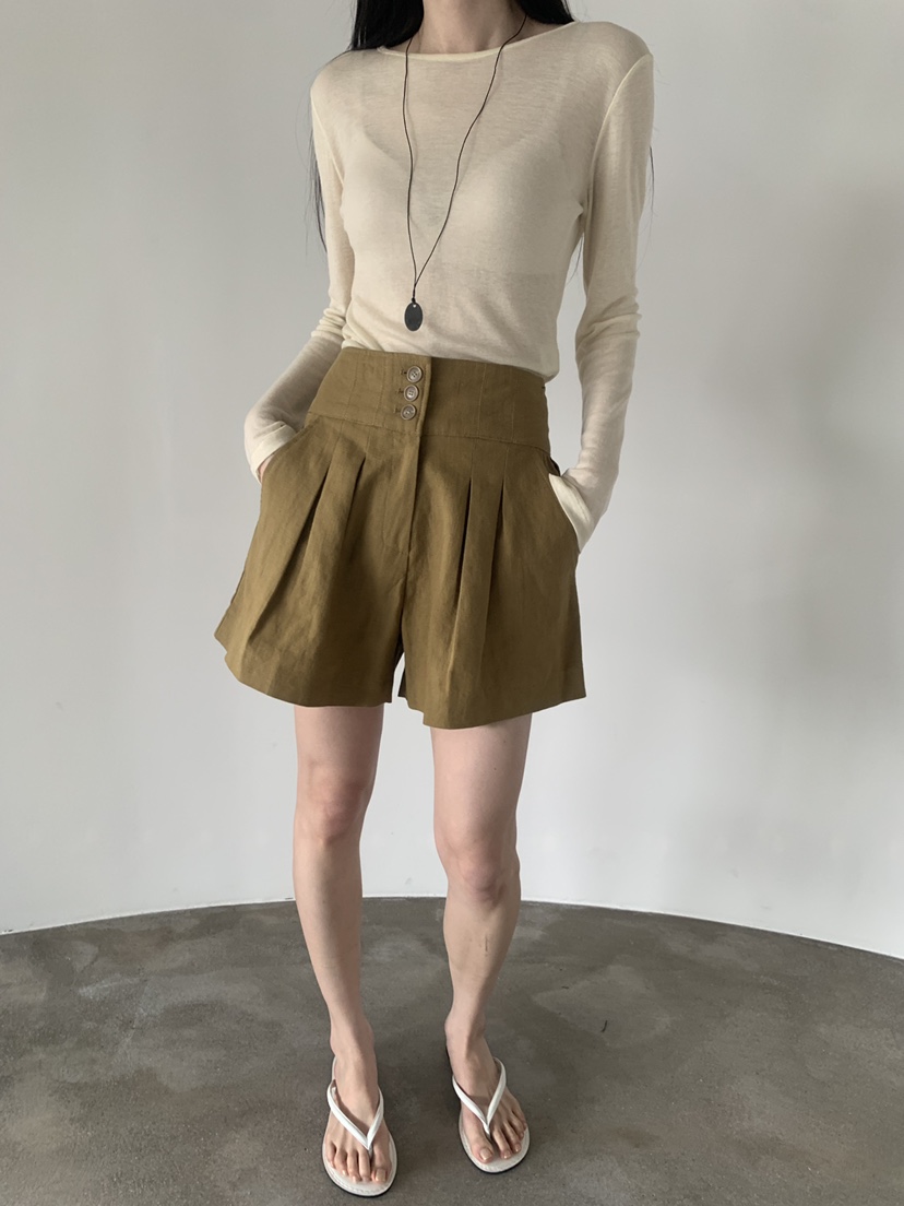 LE AVE韓國東大門代購女士新品職業26春夏熱賣休閑短褲亞麻LE AVE短褲