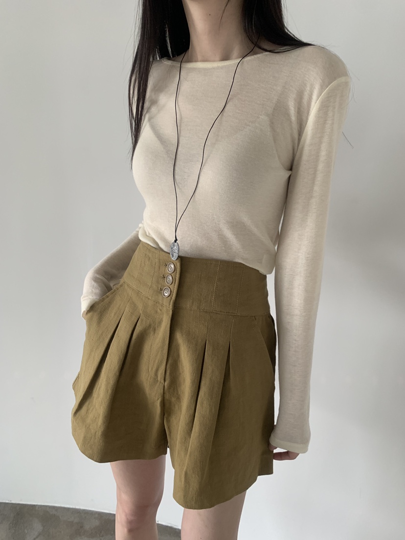 LE AVE韓國東大門代購女士新品職業26春夏熱賣休閑短褲亞麻LE AVE短褲