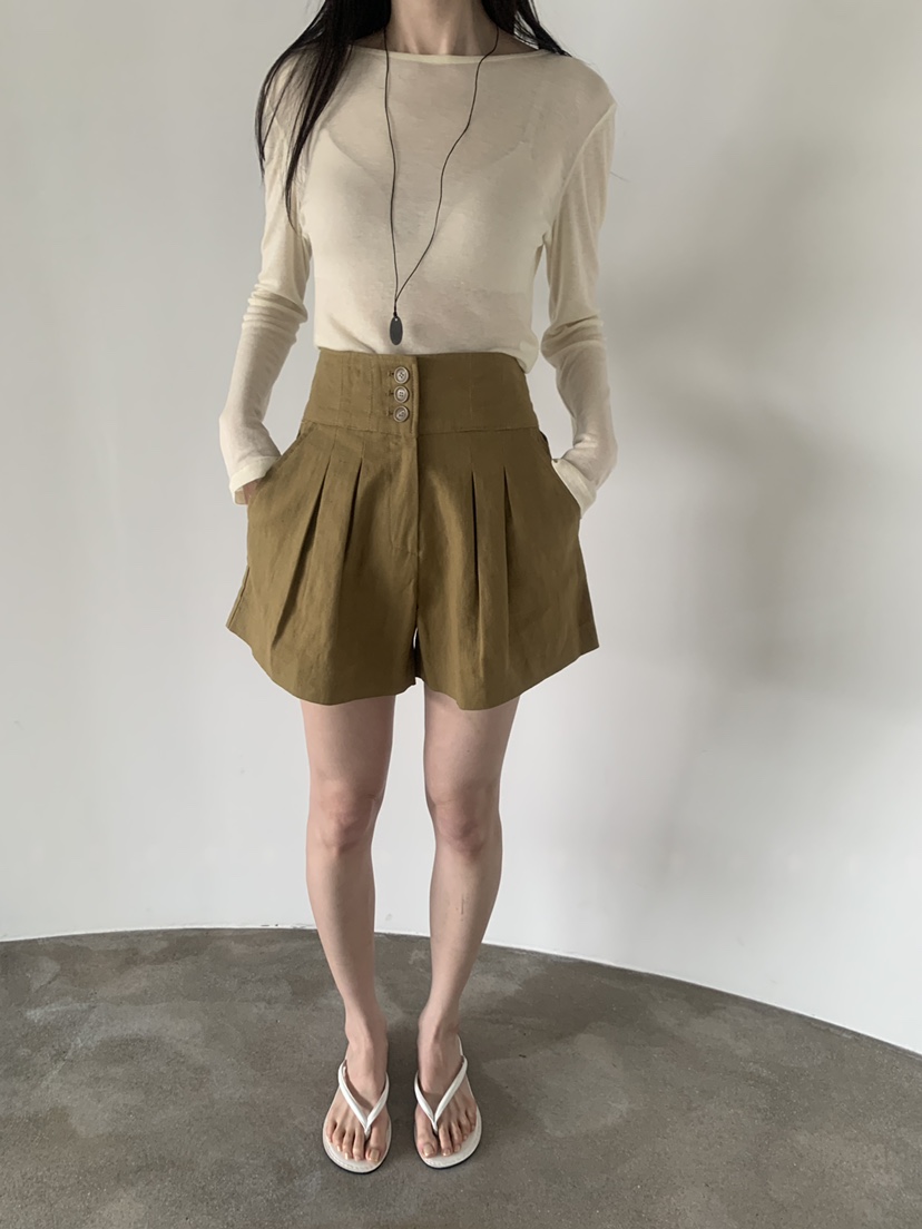 LE AVE韓國東大門代購女士新品職業26春夏熱賣休閑短褲亞麻LE AVE短褲