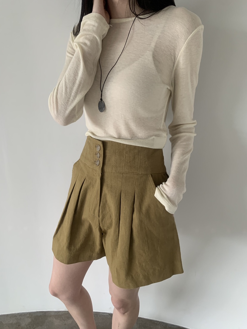 LE AVE韓國東大門代購女士新品職業26春夏熱賣休閑短褲亞麻LE AVE短褲