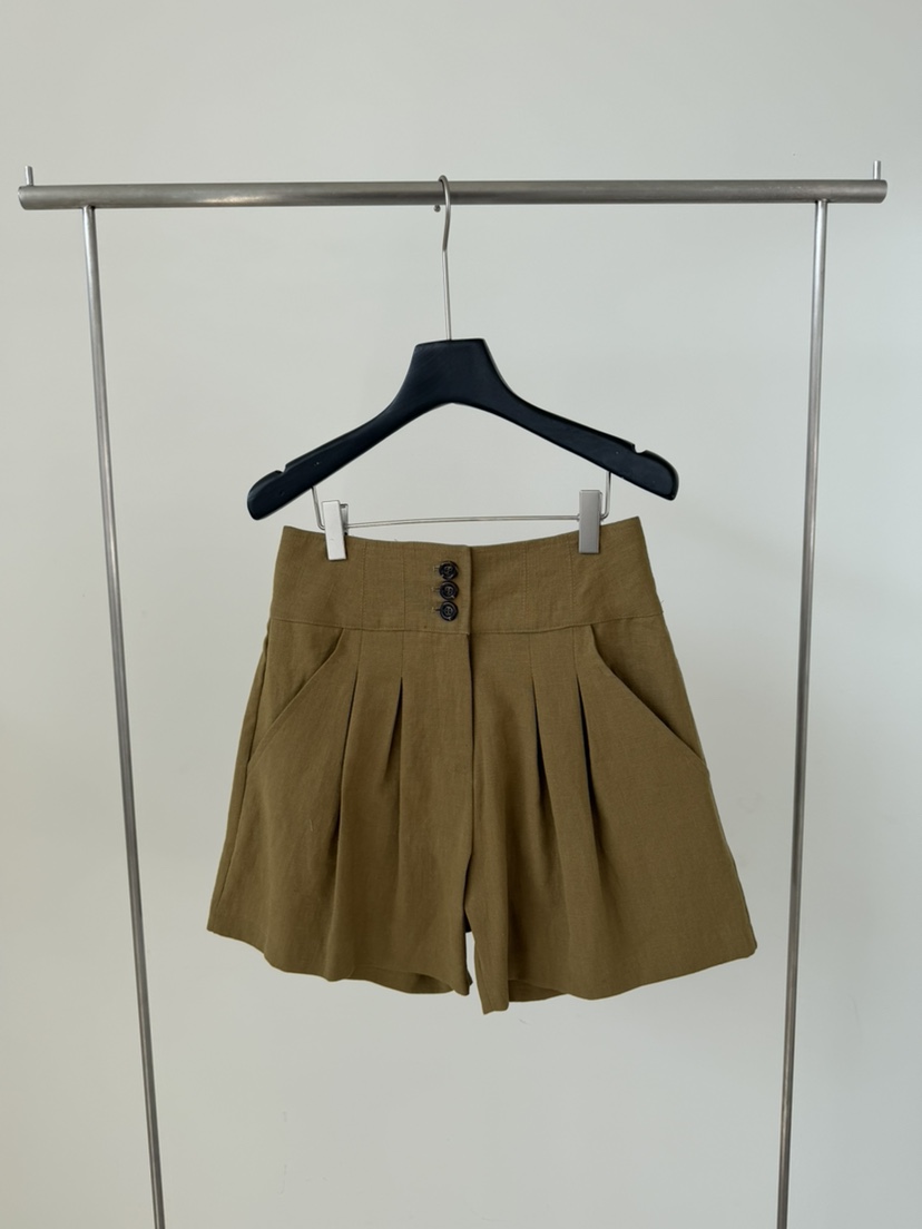 LE AVE韓國東大門代購女士新品職業26春夏熱賣休閑短褲亞麻LE AVE短褲圖色1