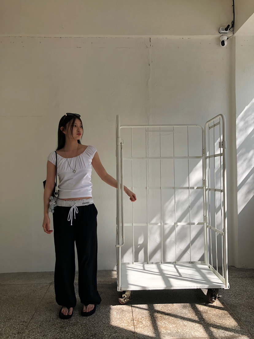 UNBOUND韓國代購女裝新款26春夏熱賣時尚休閑人氣休閑褲刺繡UNBOUND休閑褲