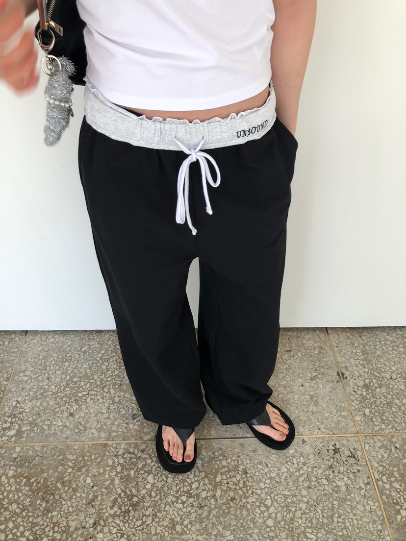 UNBOUND韓國代購女裝新款26春夏熱賣時尚休閑人氣休閑褲刺繡UNBOUND休閑褲