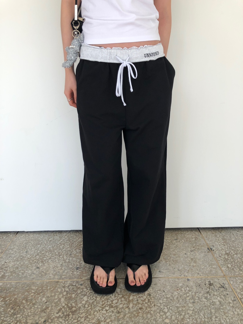 UNBOUND韓國代購女裝新款26春夏熱賣時尚休閑人氣休閑褲刺繡UNBOUND休閑褲