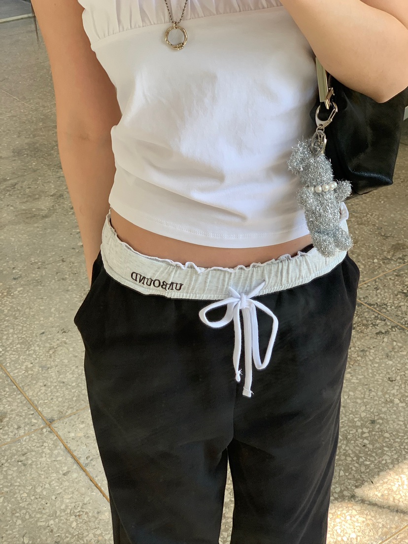 UNBOUND韓國代購女裝新款26春夏熱賣時尚休閑人氣休閑褲刺繡UNBOUND休閑褲