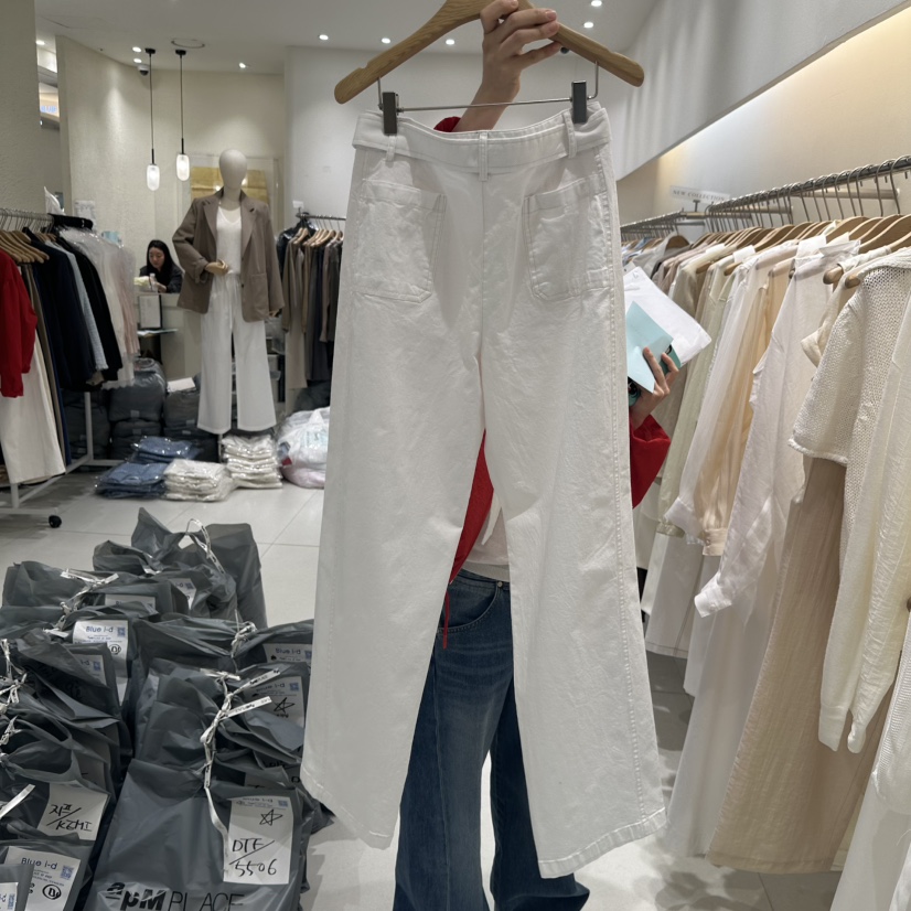 BLUEI-D/N SHARP韓國東大門代購女裝新款26春夏休閑褲含腰帶Blue i-d/N SHARP休閑褲