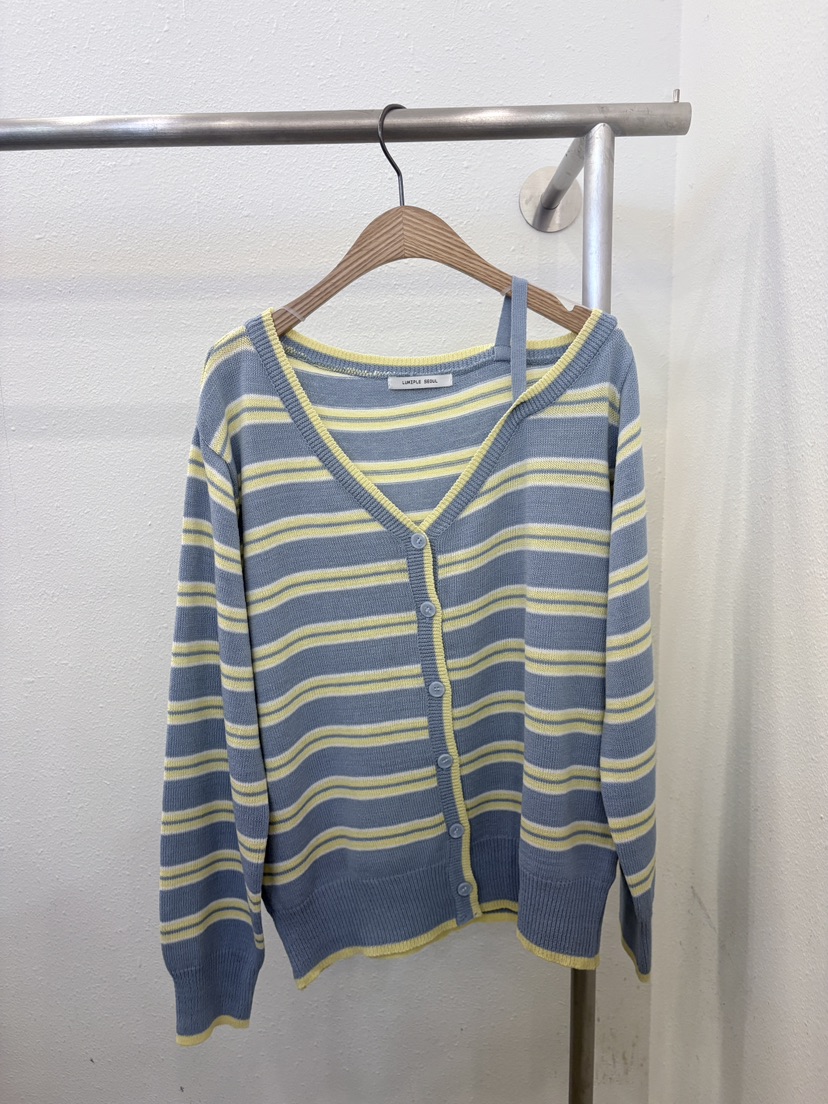 LUMIPLE韓國直郵女裝新款休閑時尚26春夏職業針織衫露肩開衫LUMIPLE針織衫圖色1