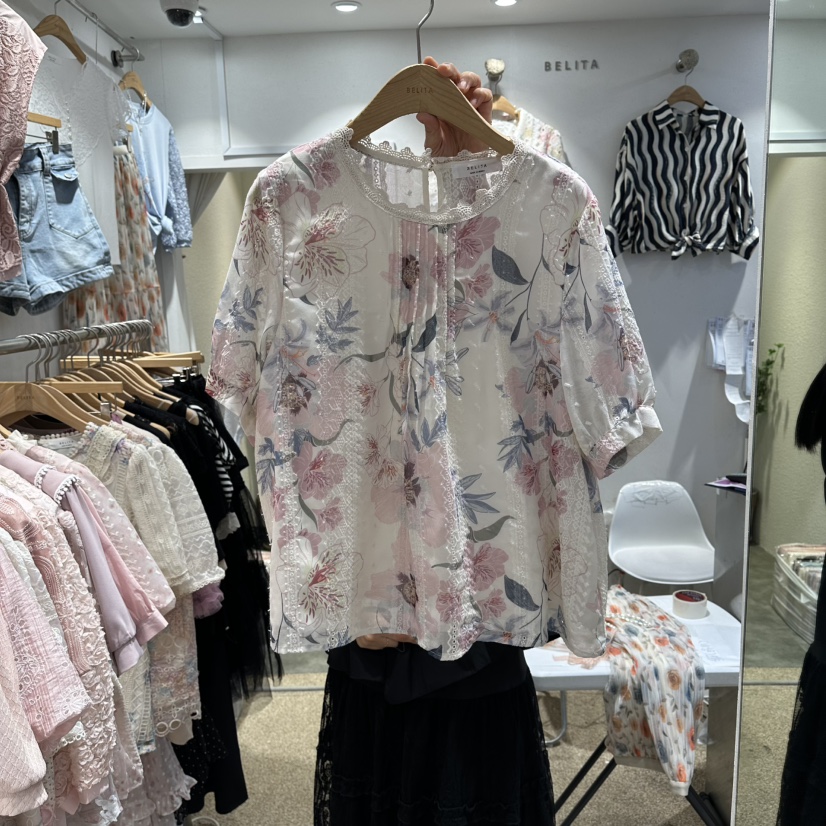 BELITA韓國東大門直郵女士新品推薦時尚26春夏襯衫蕾絲衫喇叭BELITA襯衫/蕾絲衫圖色2