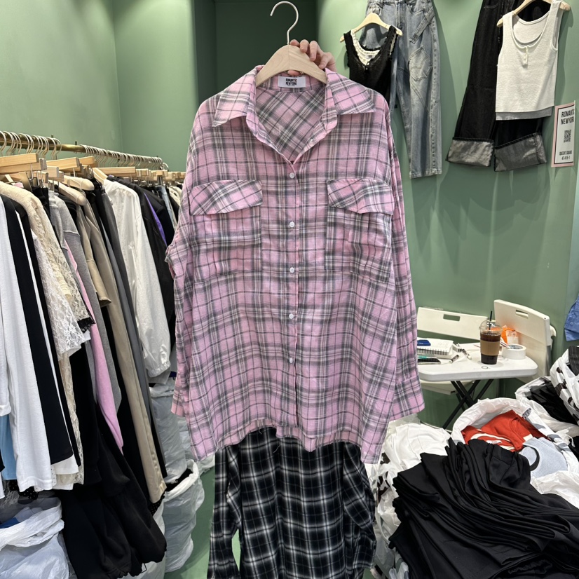 ROMANTIC NEWYORK韓國直郵女裝新款熱賣襯衫蕾絲衫復古格紋ROMANTIC NEWYORK襯衫/蕾絲衫圖色1