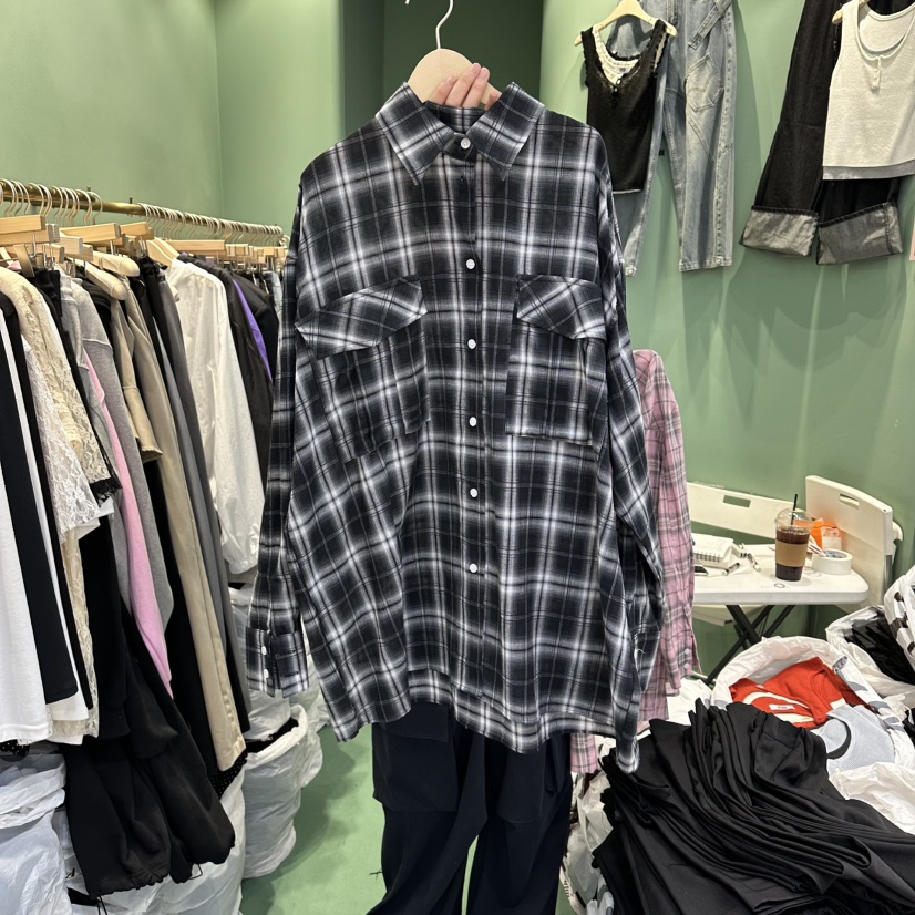 ROMANTIC NEWYORK韓國直郵女裝新款熱賣襯衫蕾絲衫復古格紋ROMANTIC NEWYORK襯衫/蕾絲衫圖色3