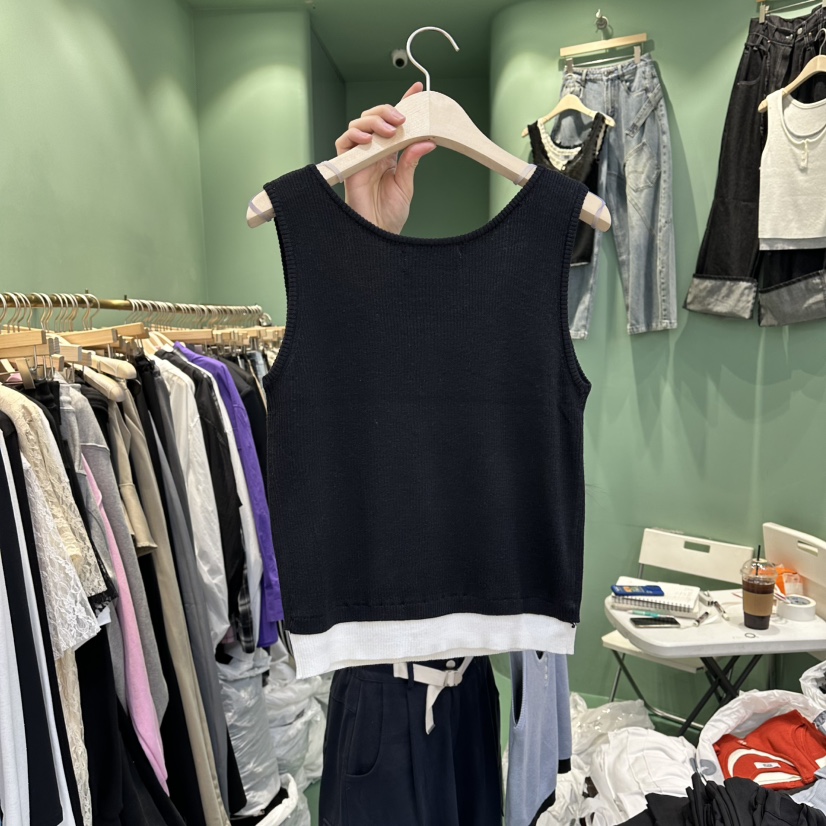 ROMANTIC NEWYORK韓國直郵實拍女士新款職業吊帶背心假兩件ROMANTIC NEWYORK吊帶/背心