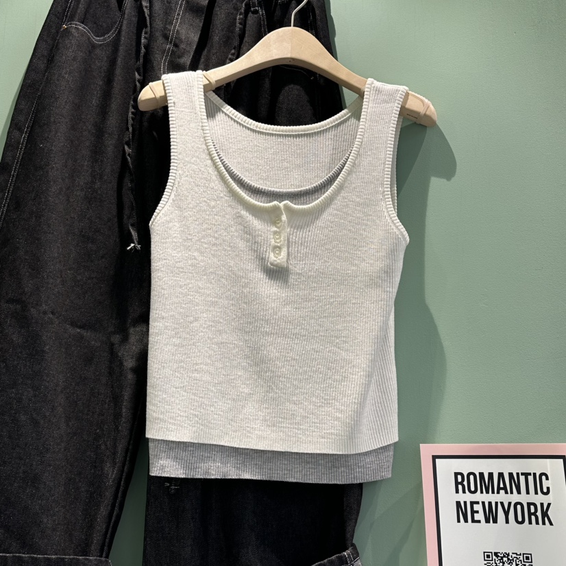 ROMANTIC NEWYORK韓國直郵實拍女士新款職業吊帶背心假兩件ROMANTIC NEWYORK吊帶/背心圖色1