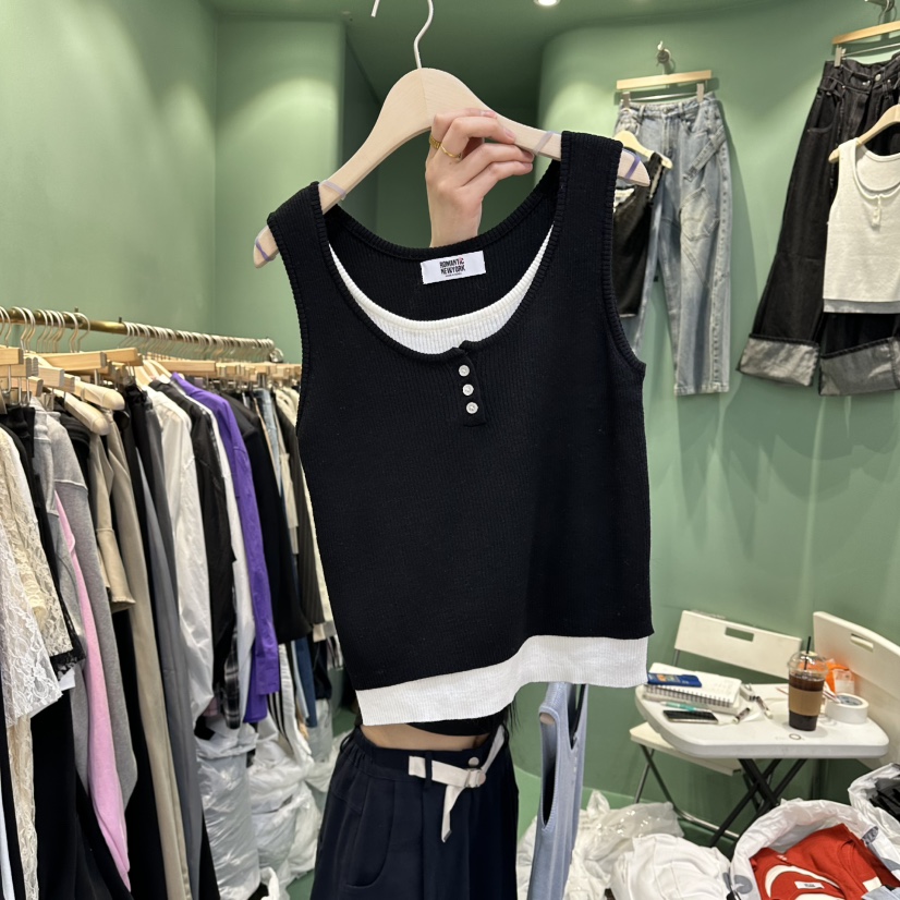 ROMANTIC NEWYORK韓國直郵實拍女士新款職業吊帶背心假兩件ROMANTIC NEWYORK吊帶/背心圖色4