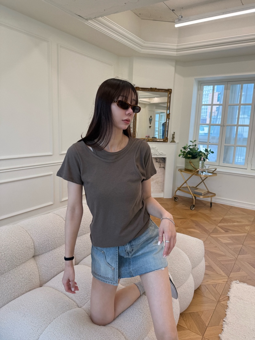 LUMIPLE韓國直郵女士新品26春夏職業休閑時尚推薦T恤開衩LUMIPLET恤