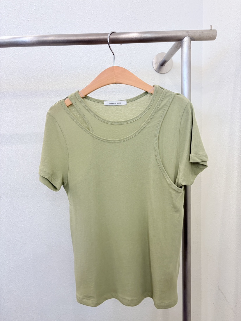 LUMIPLE韓國直郵女士新品26春夏職業休閑時尚推薦T恤開衩LUMIPLET恤圖色1
