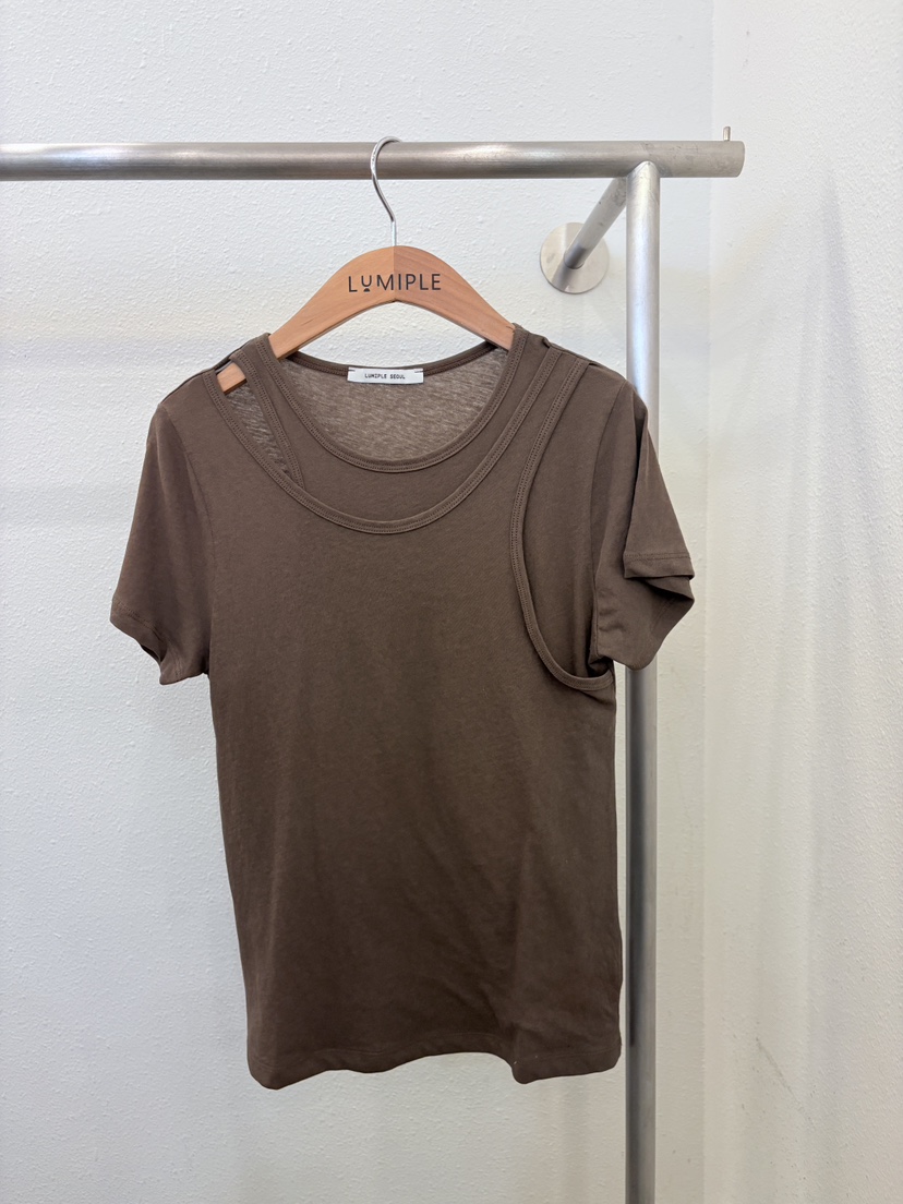 LUMIPLE韓國直郵女士新品26春夏職業休閑時尚推薦T恤開衩LUMIPLET恤圖色2