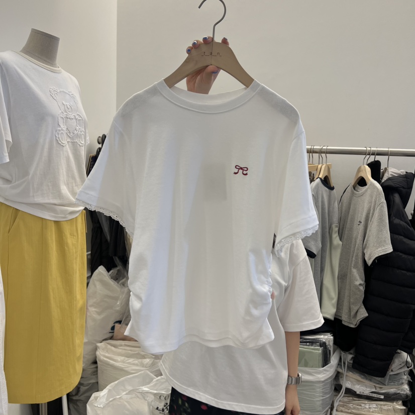 TAN&amp;COMO韓國代購女裝新品26春夏休閑時尚人氣T恤褶皺tan-COMOT恤圖色1