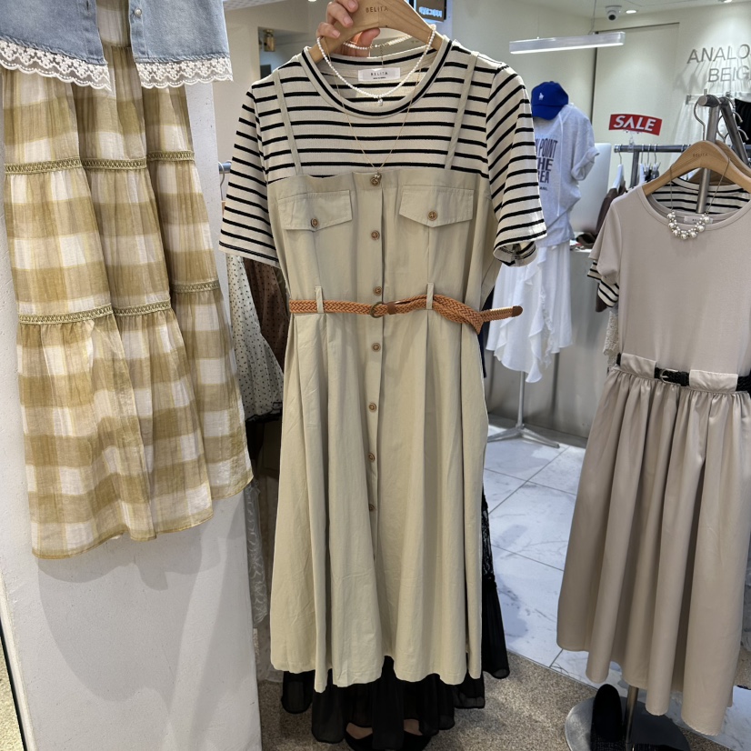 BELITA韓國代購女士新品熱賣職業休閑人氣26春夏連衣裙含腰帶BELITA連衣裙圖色1