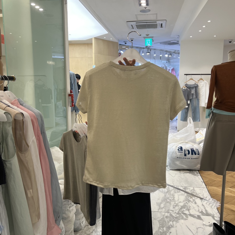 ALMOND韓國直郵女士新品職業熱賣26春夏時尚休閑人氣T恤亞麻ALMONDT恤