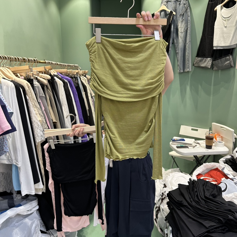 ROMANTIC NEWYORK韓國直郵女士新品休閑熱賣長袖T恤褶皺ROMANTIC NEWYORK長袖T恤圖色3