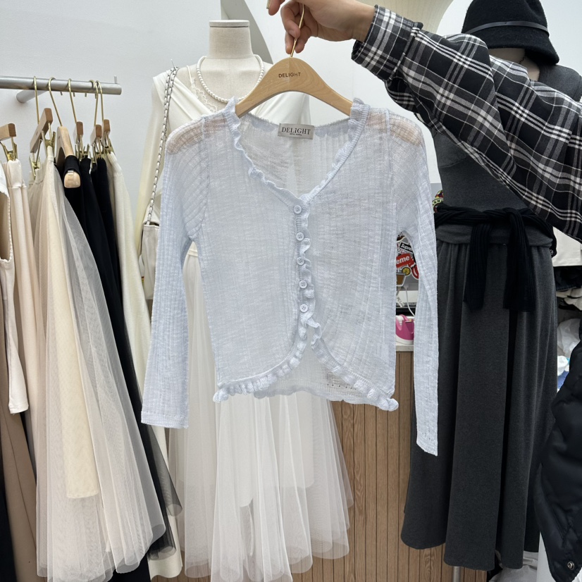 DELIGHT-Q韓國直郵實拍女士新品職業針織衫不含內搭透視開衫DELIGHT-Q針織衫圖色1