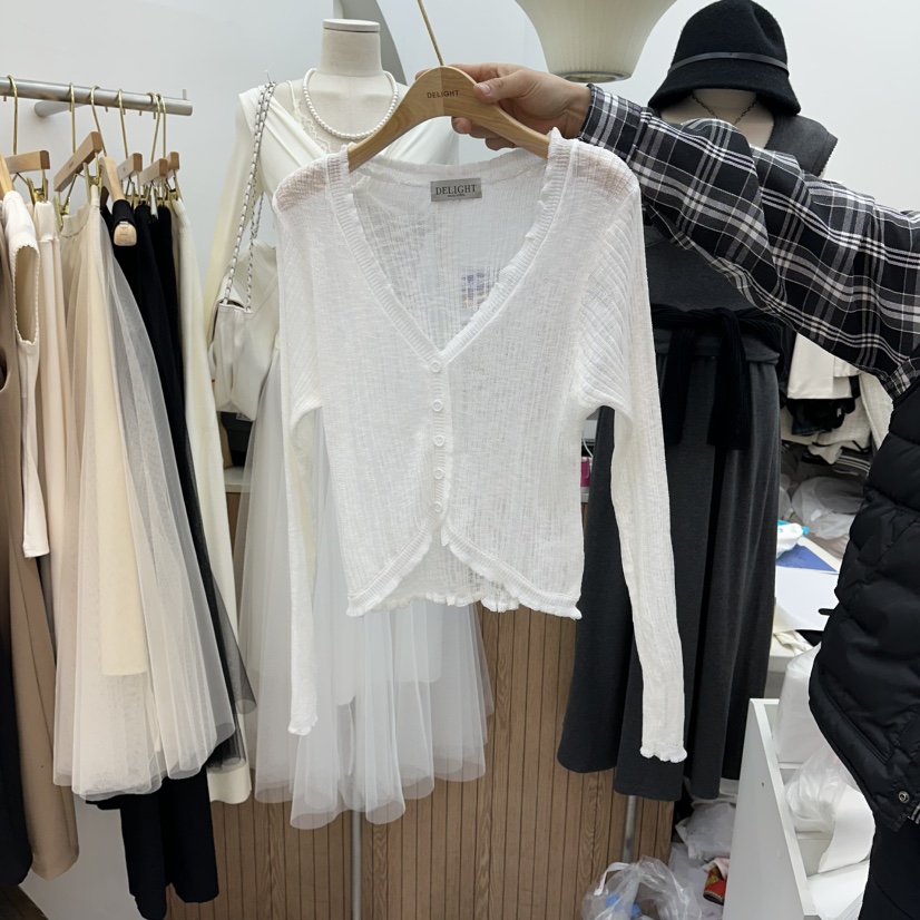 DELIGHT-Q韓國直郵實拍女士新品職業針織衫不含內搭透視開衫DELIGHT-Q針織衫圖色2