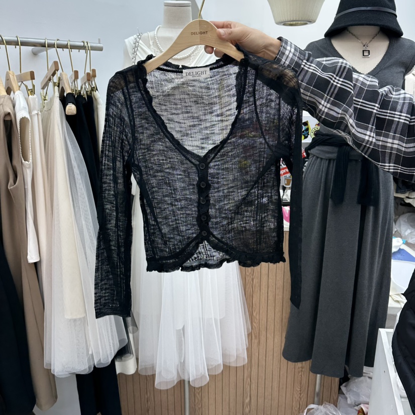 DELIGHT-Q韓國直郵實拍女士新品職業針織衫不含內搭透視開衫DELIGHT-Q針織衫圖色4