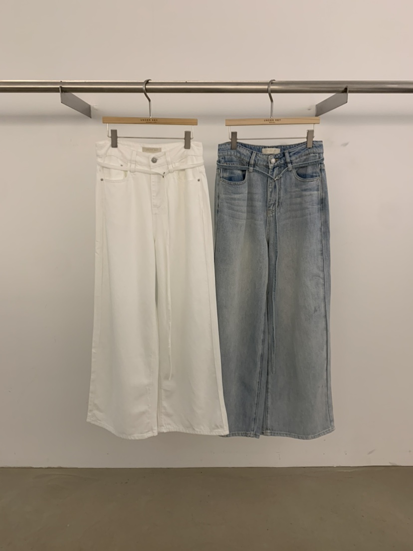 UNDER KEY韓國代購女裝新品熱賣人氣休閑26春夏牛仔褲含腰帶UNDER KEY牛仔褲