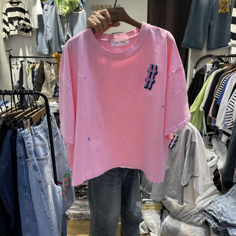 YESFREE韓國直郵女士新品熱賣休閑26春夏職業推薦時尚T恤YESFREET恤圖色1