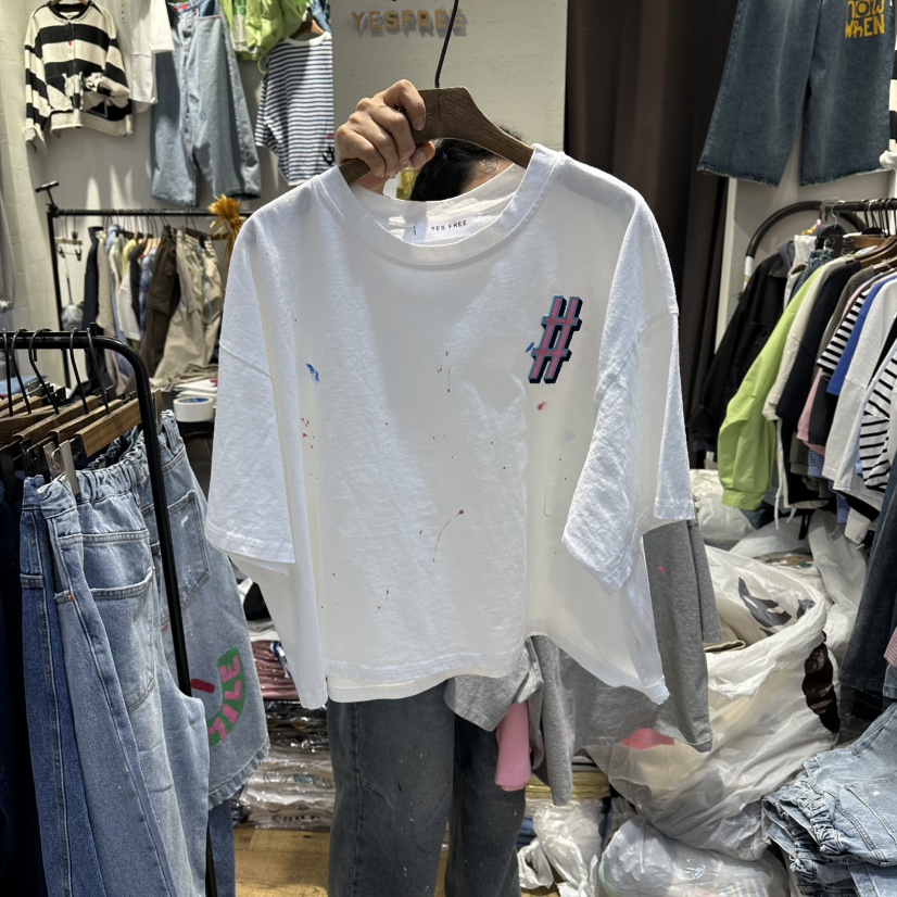 YESFREE韓國直郵女士新品熱賣休閑26春夏職業推薦時尚T恤YESFREET恤圖色2