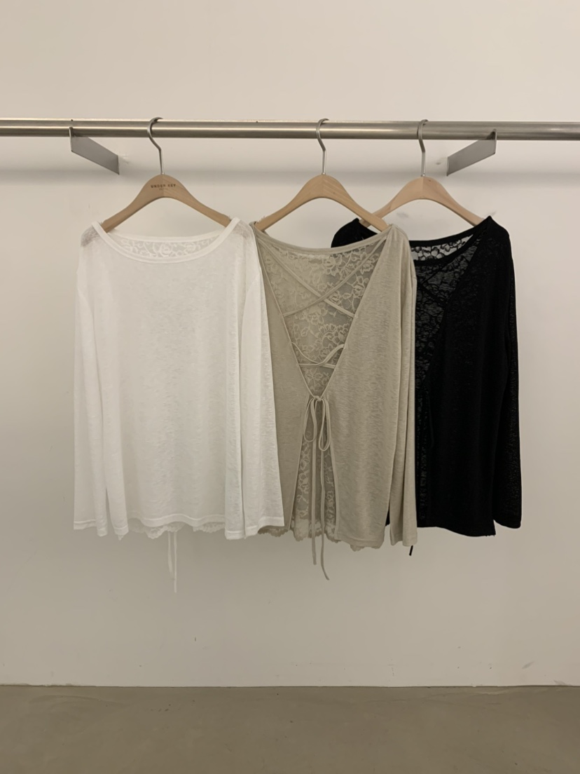 UNDER KEY韓國直郵實拍女士新品26春夏人氣長袖T恤系帶寬松UNDER KEY長袖T恤