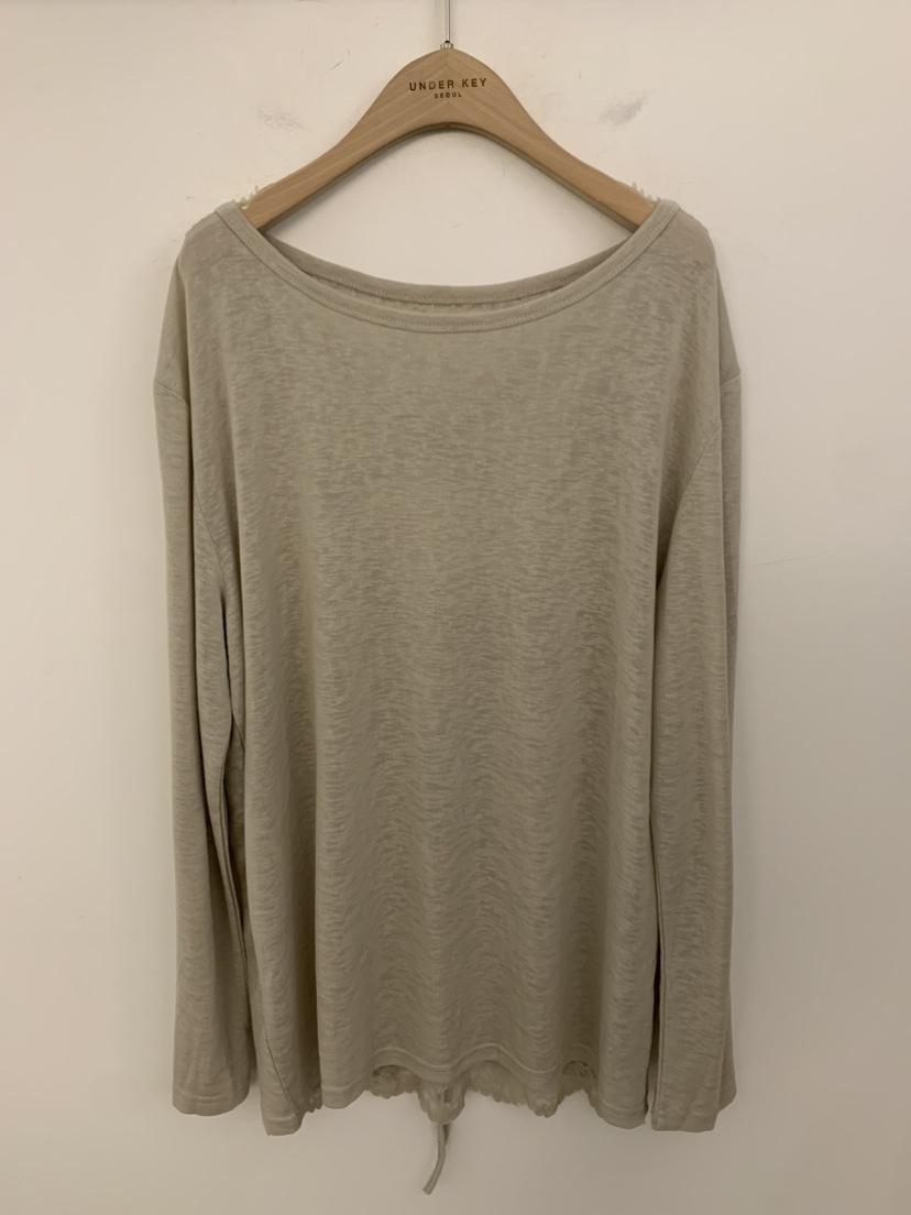 UNDER KEY韓國直郵實拍女士新品26春夏人氣長袖T恤系帶寬松UNDER KEY長袖T恤圖色1