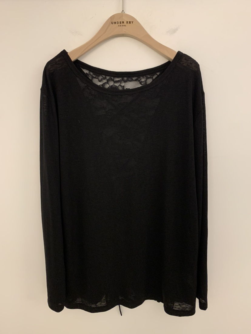 UNDER KEY韓國直郵實拍女士新品26春夏人氣長袖T恤系帶寬松UNDER KEY長袖T恤圖色2