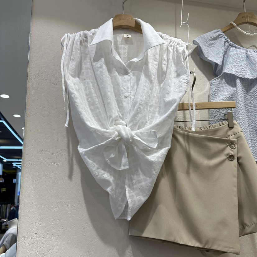 HOLYBANANA韓國代購女裝新款推薦熱賣26春夏襯衫蕾絲衫刺繡groovy.H/HOLYBANANA襯衫/蕾絲衫圖色1