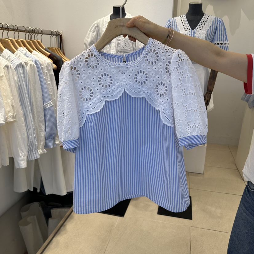 2nd B-S韓國東大門代購女裝新品26春夏時尚襯衫蕾絲衫刺繡2nd B-S襯衫/蕾絲衫圖色1