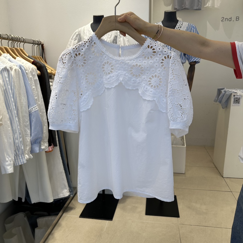 2nd B-S韓國東大門代購女裝新品26春夏時尚襯衫蕾絲衫刺繡2nd B-S襯衫/蕾絲衫圖色2