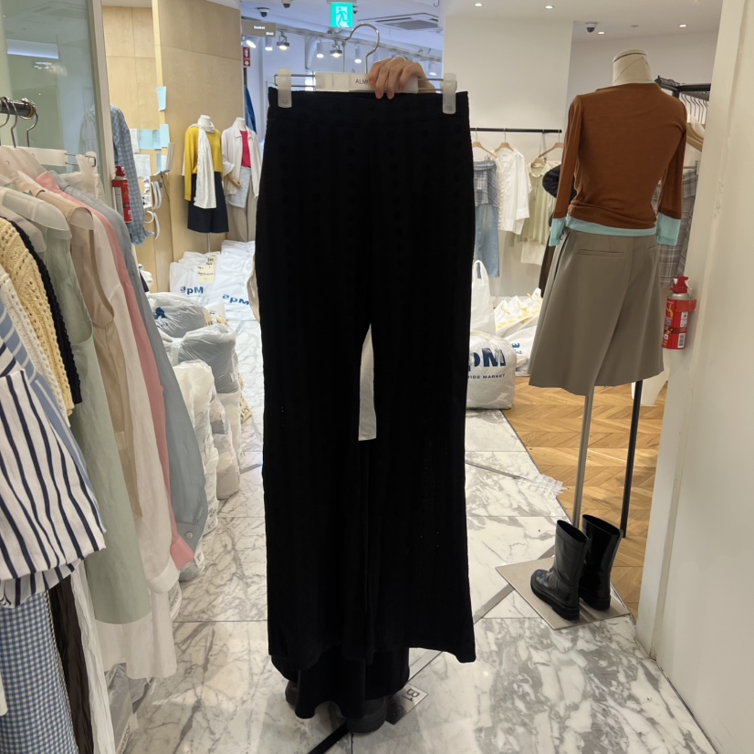 ALMOND韓國代購女士新款26春夏時尚熱賣推薦休閑褲蕾絲鏤空ALMOND休閑褲圖色2