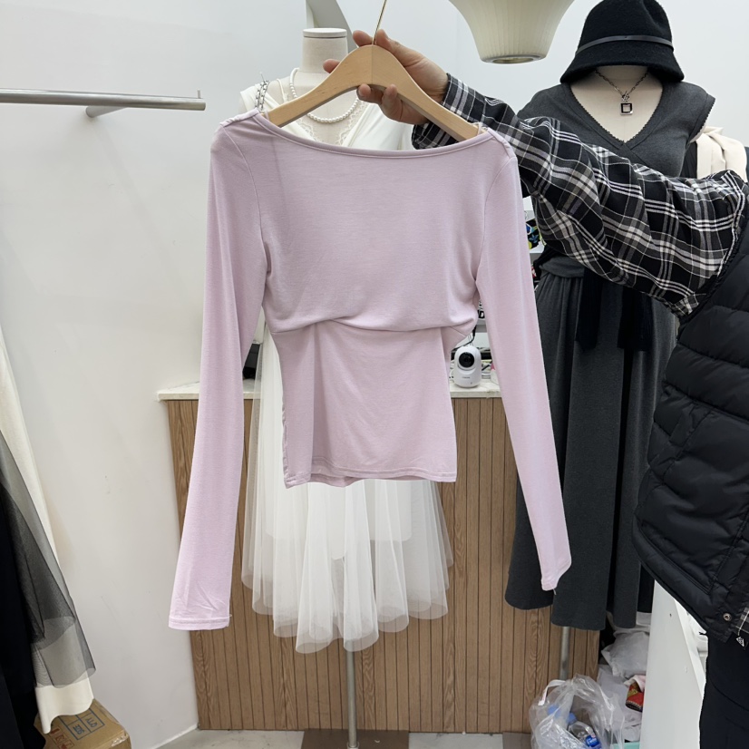 DELIGHT-Q韓國直郵實拍女裝新款熱賣人氣26春夏長袖T恤蕾絲DELIGHT-Q長袖T恤