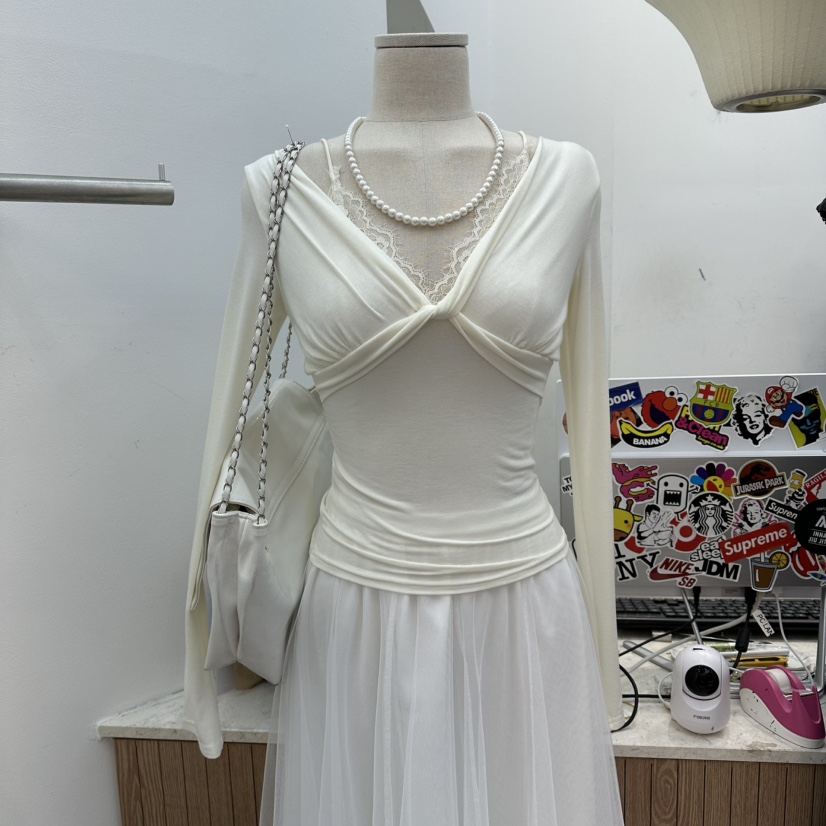 DELIGHT-Q韓國直郵實拍女裝新款熱賣人氣26春夏長袖T恤蕾絲DELIGHT-Q長袖T恤圖色1