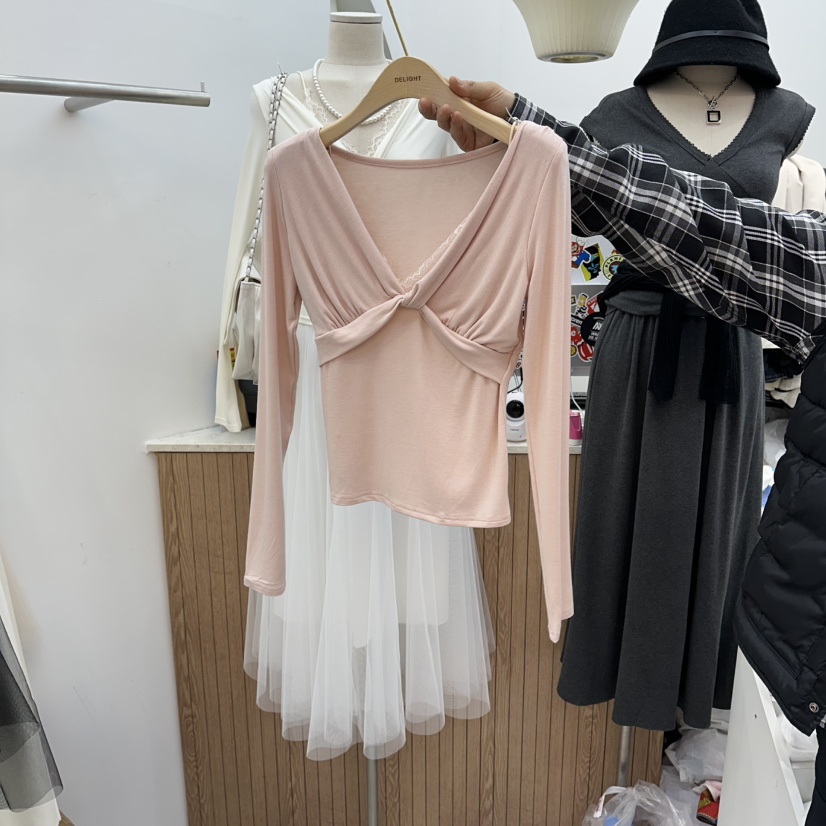 DELIGHT-Q韓國直郵實拍女裝新款熱賣人氣26春夏長袖T恤蕾絲DELIGHT-Q長袖T恤圖色2