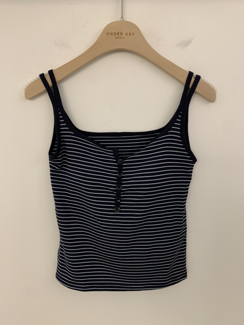 UNDER KEY韓國直郵女裝新品職業熱賣26春夏吊帶背心紐扣UNDER KEY吊帶/背心圖色2深藍色