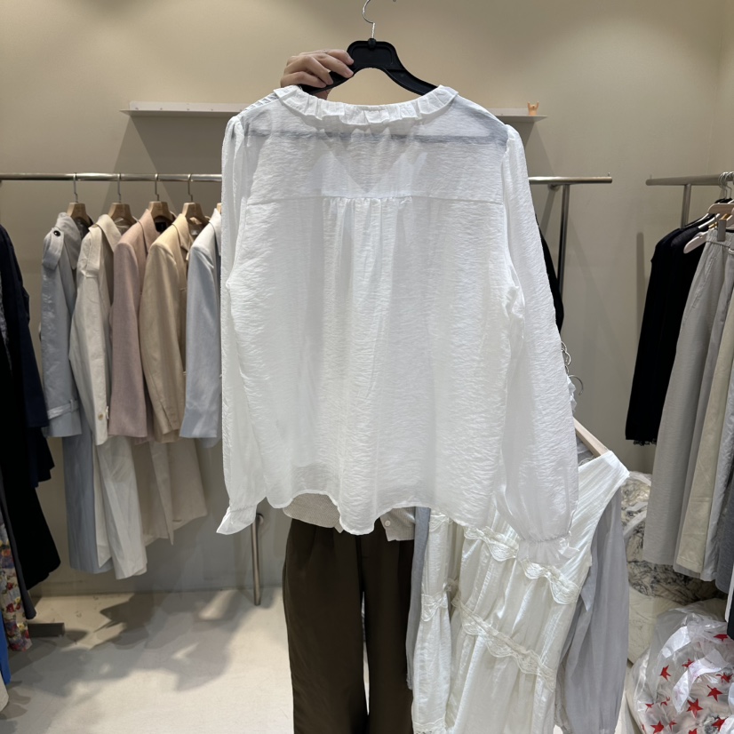 HER/PLAYLIST韓國代購女士新款人氣休閑襯衫蕾絲衫刺繡繡花HER/PLAYLIST襯衫/蕾絲衫