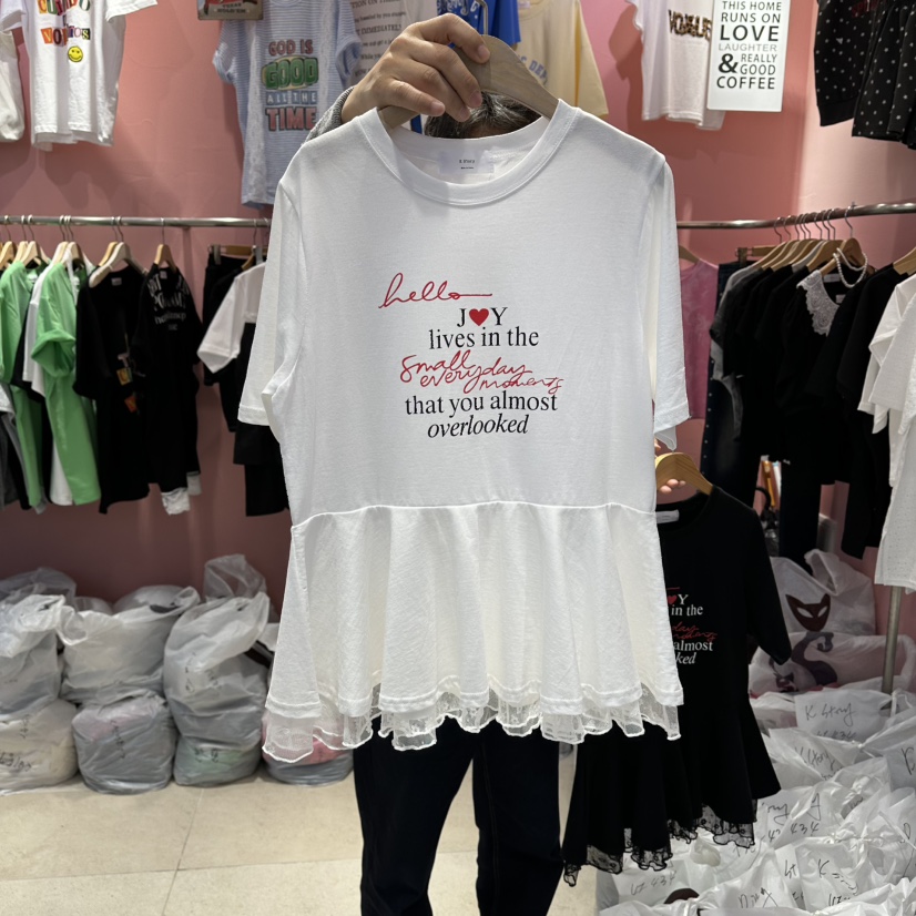 K STORY韓國代購女士新品26春夏推薦休閑職業時尚T恤蕾絲K STORYT恤圖色1