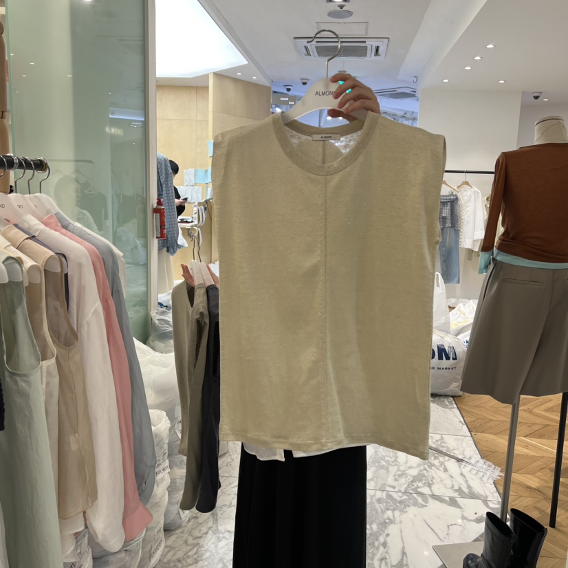 ALMOND韓國直郵女士新品職業熱賣人氣時尚休閑吊帶背心亞麻ALMOND吊帶/背心圖色2