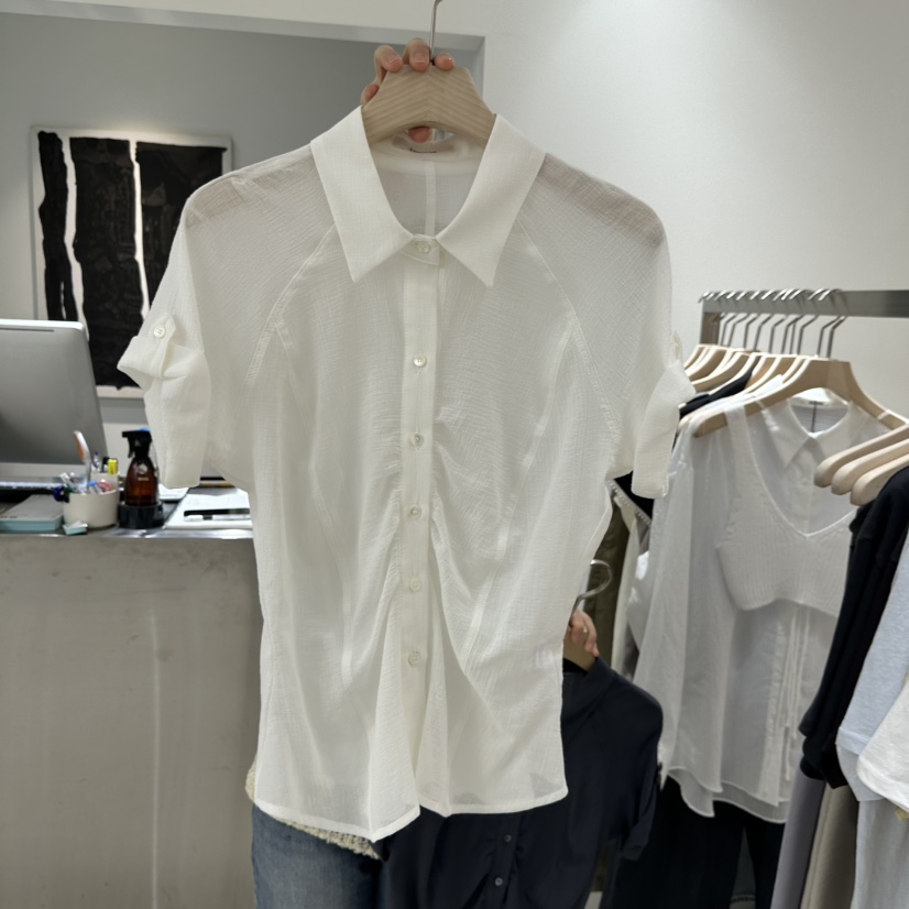 HAUTTE-P韓國東大門代購女裝新款休閑時尚襯衫蕾絲衫褶皺HAUTTE襯衫/蕾絲衫圖色1