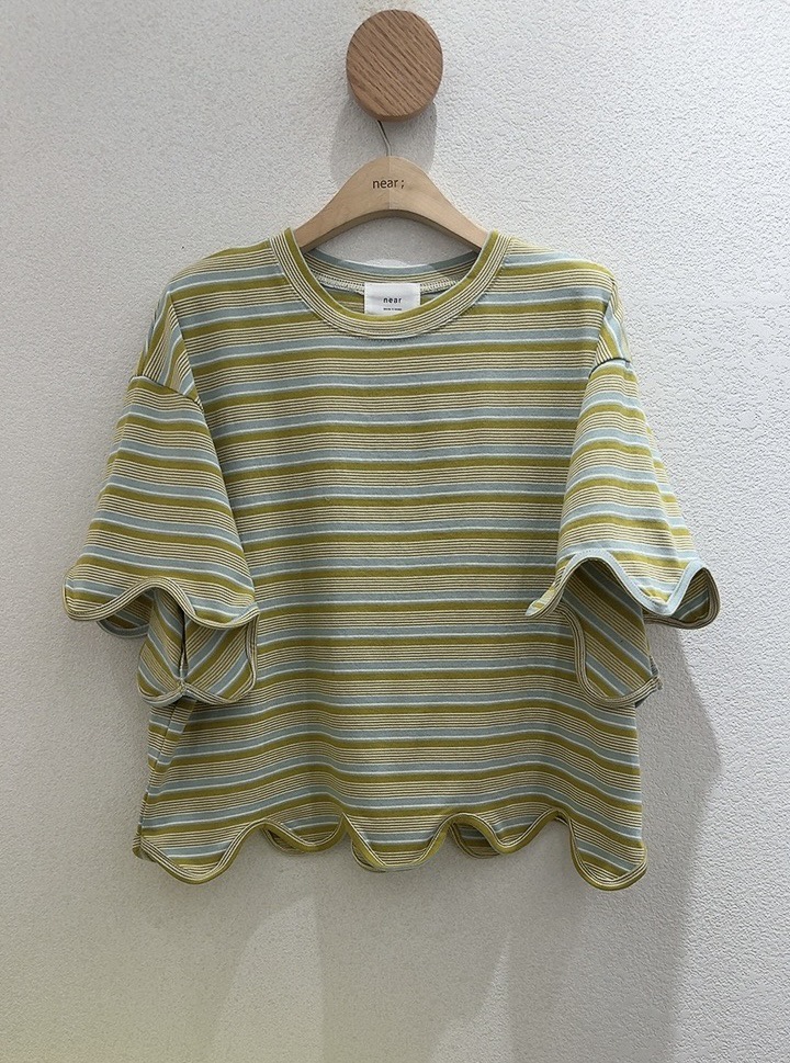 NEAR韓國直郵實拍女士新款26春夏人氣時尚職業推薦T恤條紋NEART恤圖色2