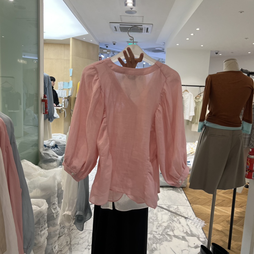 ALMOND韓國代購女士新品26春夏時尚休閑熱賣人氣襯衫蕾絲衫ALMOND襯衫/蕾絲衫