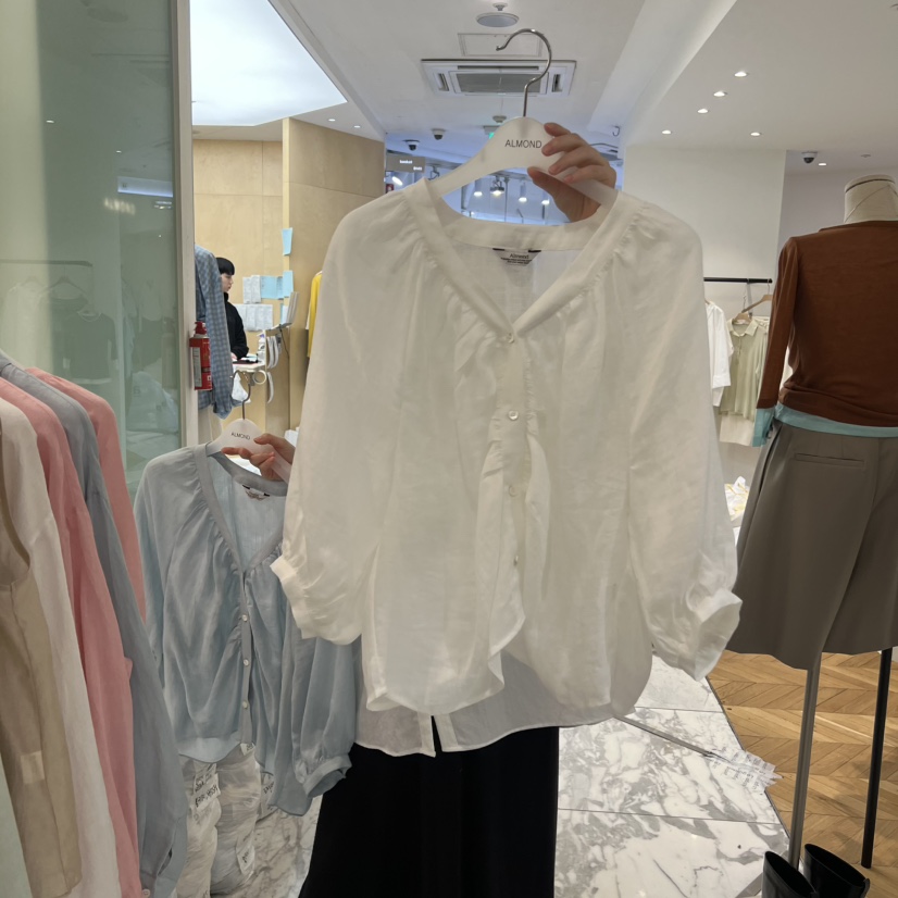 ALMOND韓國代購女士新品26春夏時尚休閑熱賣人氣襯衫蕾絲衫ALMOND襯衫/蕾絲衫圖色2